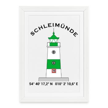 Leuchtturm Schleimünde - Segeln Nordsee Ostsee - Gerahmtes Poster (27 × 37 cm) - Weiß - Vorne