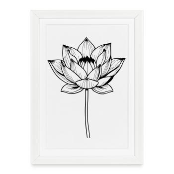 Fleur de lotus Fleur de lotus Fleur noire - Affiche encadrée (27 × 37 cm) - blanc - Devant