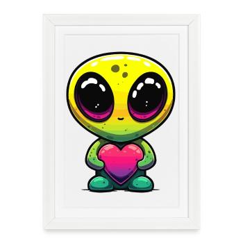Kawaii Rainbow Heart Friend - Affiche encadrée (27 × 37 cm) - blanc - Devant