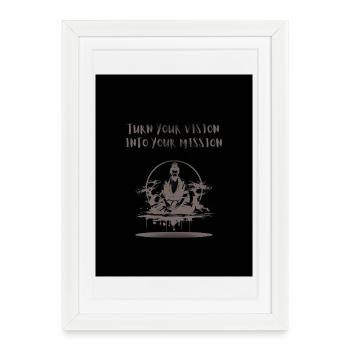 Black_and_Grey_Illustrative_Ninja_T-shirt - Affiche encadrée (27 × 37 cm) - blanc - Devant