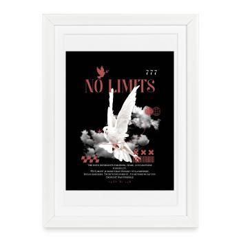 No Limits Motivational T-Shirt Mindset Discipline  - Affiche encadrée (27 × 37 cm) - blanc - Devant