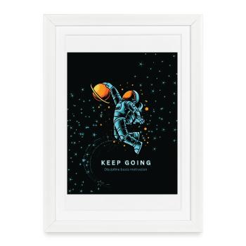 Bleu_SpaceModernSimpleT-ShirtNeverGiveUpMotivation - Framed poster (27 × 37 cm) - white - Front