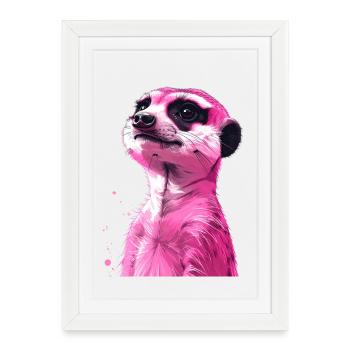 pink meerkat - Framed poster (27 × 37 cm) - white - Front
