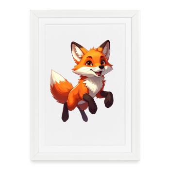 Renard Sauteur - Affiche encadrée (27 × 37 cm) - blanc - Devant