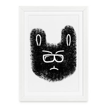Lapin nerd avec des lunettes - Affiche encadrée (27 × 37 cm) - blanc - Devant
