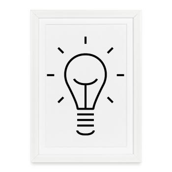 Light Bulb Idea Line Art Design - Framed poster (27 × 37 cm) - white - Front
