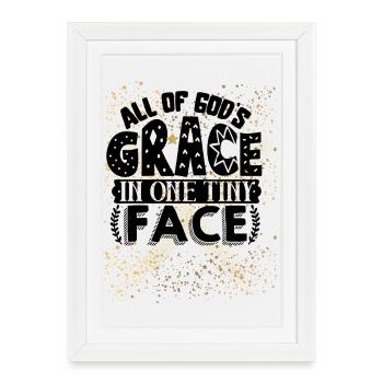 Etoiles Dorées OneLine Effet Glitter - Affiche encadrée (27 × 37 cm) - blanc - Devant