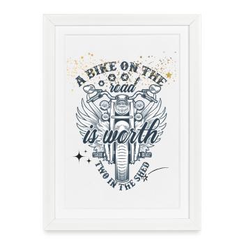 Winged motorcycle on the open road - Framed poster (27 × 37 cm) - white - Front