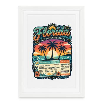 Florida Sunshine State – Boarding Pass Travel Design - Framed poster (27 × 37 cm) - white - Front