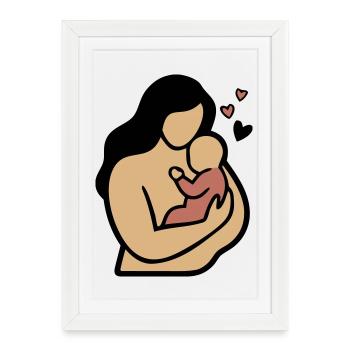 Maman Câlin de bébé Bohême - Affiche encadrée (27 × 37 cm) - blanc - Devant