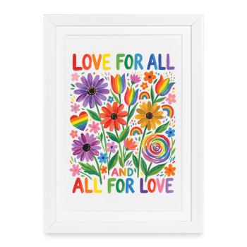 Mois de la fierté LGBTQ - Amour pour tous et tous pour l’amour - Affiche encadrée (27 × 37 cm) - blanc - Devant
