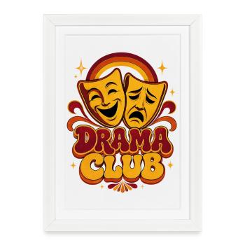 Club de théâtre Rétro - Acteurs masqués - Affiche encadrée (27 × 37 cm) - blanc - Devant
