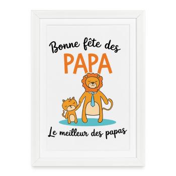 Bonne Fête des pères Papa Le meilleur des papas - Affiche encadrée (27 × 37 cm) - blanc - Devant