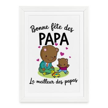 meilleur papa - idée cadeau fête des pères - Affiche encadrée (27 × 37 cm) - blanc - Devant