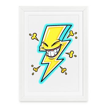 Laughing Lightning Cartoon - Framed poster (27 × 37 cm) - white - Front