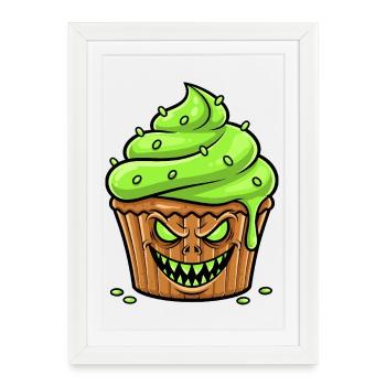 Cupcake Green effrayant - Affiche encadrée (27 × 37 cm) - blanc - Devant