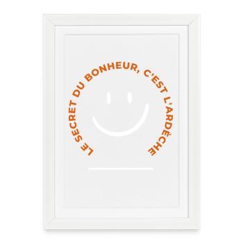 Le Secret Du Bonheur C Est L Ardeche T-Shirt Ca... - Affiche encadrée (27 × 37 cm) - blanc - Devant