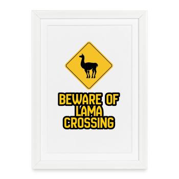 Lama Crossing Warning Sign - Framed poster (27 × 37 cm) - white - Front