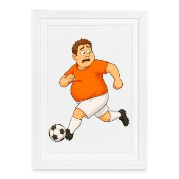 Joueur de football avec ballon - Affiche encadrée (27 × 37 cm) - blanc - Devant