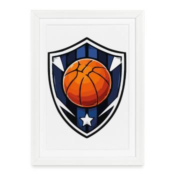 Blason du Basketball - Affiche encadrée (27 × 37 cm) - blanc - Devant