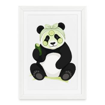 Motif de bande dessinée Panda Beauty Spa - Affiche encadrée (27 × 37 cm) - blanc - Devant
