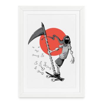 Death Skateboarding and Red Sun - Framed poster (27 × 37 cm) - white - Front