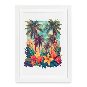 Plage des Fleurs Tropicales - Affiche encadrée (27 × 37 cm) - blanc - Devant