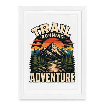 Aventure de course en sentier - Affiche encadrée (27 × 37 cm) - blanc - Devant