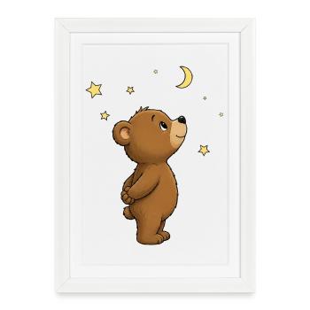 Cute bear with moon and stars motif - Framed poster (27 × 37 cm) - white - Front