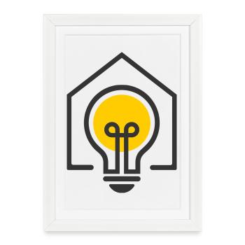 Motif d’ampoule de maison électricien - Affiche encadrée (27 × 37 cm) - blanc - Devant