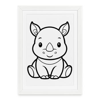 Baby rhino - Framed poster (27 × 37 cm) - white - Front