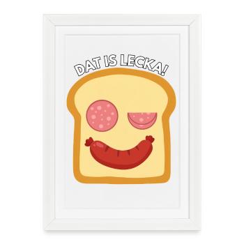 Leckeres Wurst Toast Gesicht Motiv - Gerahmtes Poster (27 × 37 cm) - Weiß - Vorne