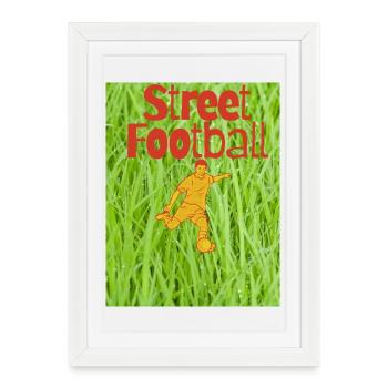 Football de rue sur gazon - Affiche encadrée (27 × 37 cm) - blanc - Devant