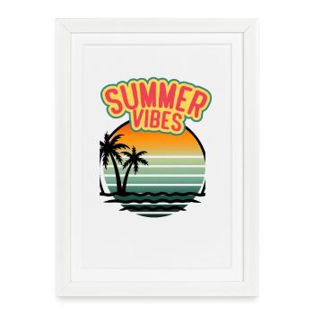 Summer Feelings Palm Sunset Retro - Framed poster (27 × 37 cm) - white - Front