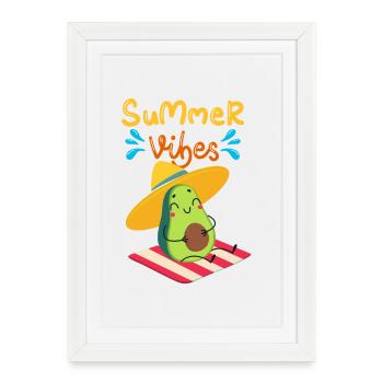 Ambiance estivale avec avocat - Affiche encadrée (27 × 37 cm) - blanc - Devant