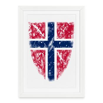 Norway Flag / Shield Coat of Arms VINTAGE - Framed poster (27 × 37 cm) - white - Front