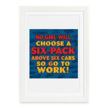 Six-pack vs voitures : au travail - Affiche encadrée (27 × 37 cm) - blanc - Devant