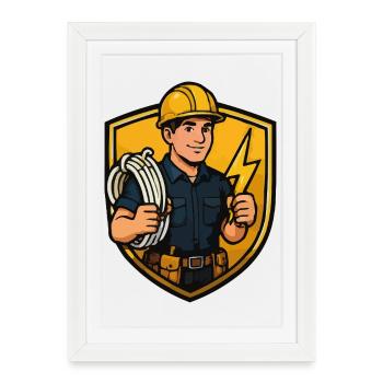 Construction Worker Lightning Icon - Framed poster (27 × 37 cm) - white - Front