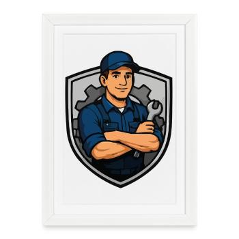 Mechanic Shield Motif - Framed poster (27 × 37 cm) - white - Front