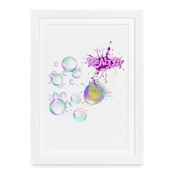 "Reality" Minimalist Hip-Hop Tee - Framed poster (27 × 37 cm) - white - Front