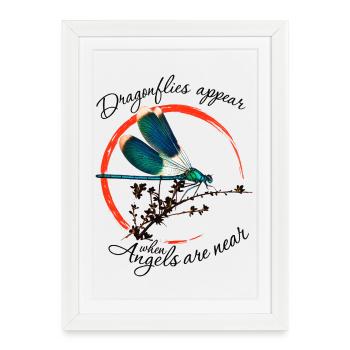 Les libellules apparaissent lorsque les anges sont près de Mémorial - Affiche encadrée (27 × 37 cm) - blanc - Devant
