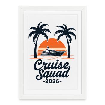 Cruise Squad 2026 Sunset Yacht - Framed poster (27 × 37 cm) - white - Front