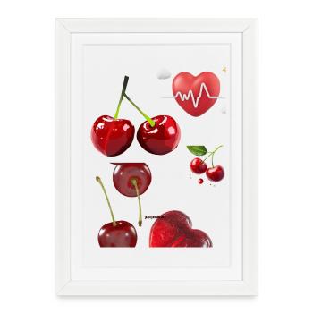 Cherries and the Throbbing Heart - Framed poster (27 × 37 cm) - white - Front