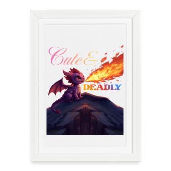 Dragon mignon et mortel - Affiche encadrée (27 × 37 cm) - blanc - Devant