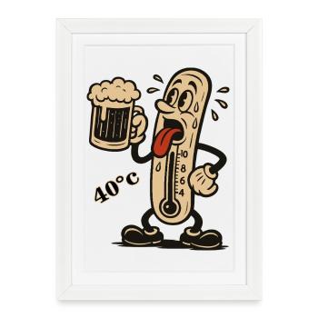 Boiling thermometer and beer - Framed poster (27 × 37 cm) - white - Front