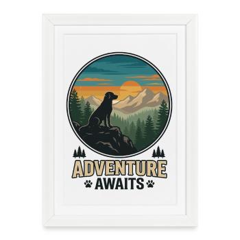 Randonnée - Aventure en plein air - L’aventure attend - Affiche encadrée (27 × 37 cm) - blanc - Devant