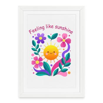 Sentir le soleil : motif floral - Affiche encadrée (27 × 37 cm) - blanc - Devant