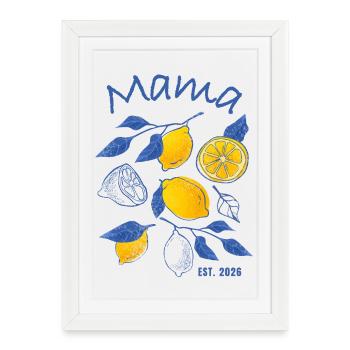 Mama Est. 2026 Vintage Lemons Mom Gift - Framed poster (27 × 37 cm) - white - Front