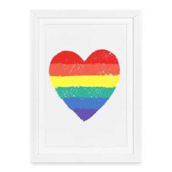 Arc-en-ciel Fierté du Cœur - Affiche encadrée (27 × 37 cm) - blanc - Devant