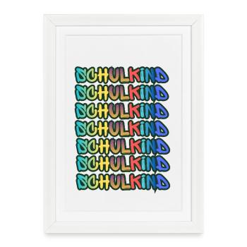 Gradient de graffiti d’enfants d’école - Affiche encadrée (27 × 37 cm) - blanc - Devant